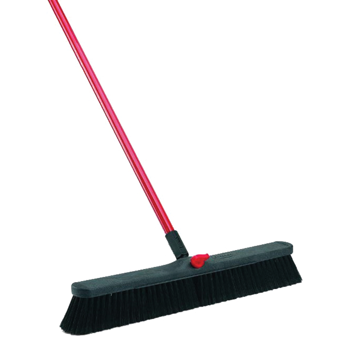 801 Smooth Surface Heavy-Duty Push Broom, 3 in L Trim, 25-1/2 in Sweep Face, Recycled PET Bristle, Steel Handle