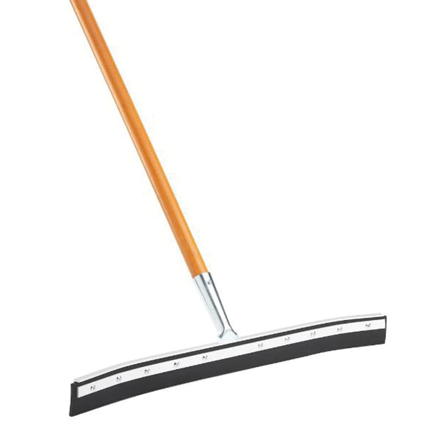 542 Heavy-Duty Floor Squeegee with Handle, 24 in Blade, Curved Blade, Rubber Blade, Wood Handle, Black