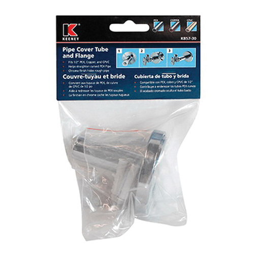 K857-30 Pipe Cover Tube and Flange, 5/8 in ID, Chrome-Plated