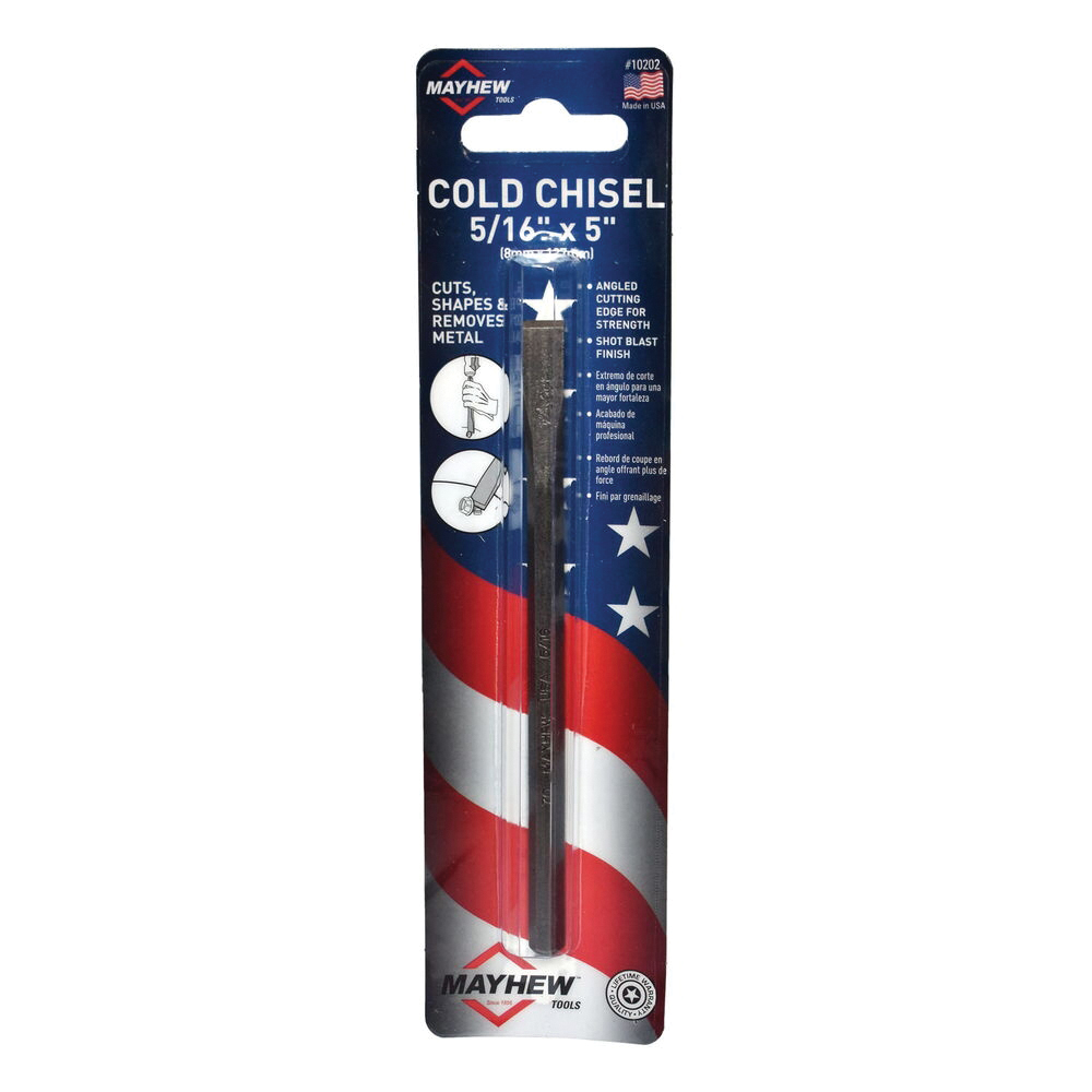 10202 Cold Chisel, 5/16 in Tip, 5 in OAL, Steel Blade