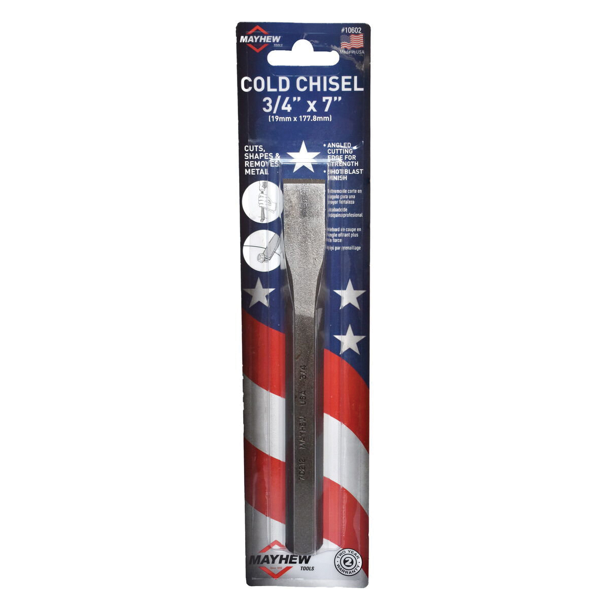 Mayhew 10602 Cold Chisel, 3/4 in Tip, 5 in OAL, Steel Blade - 1