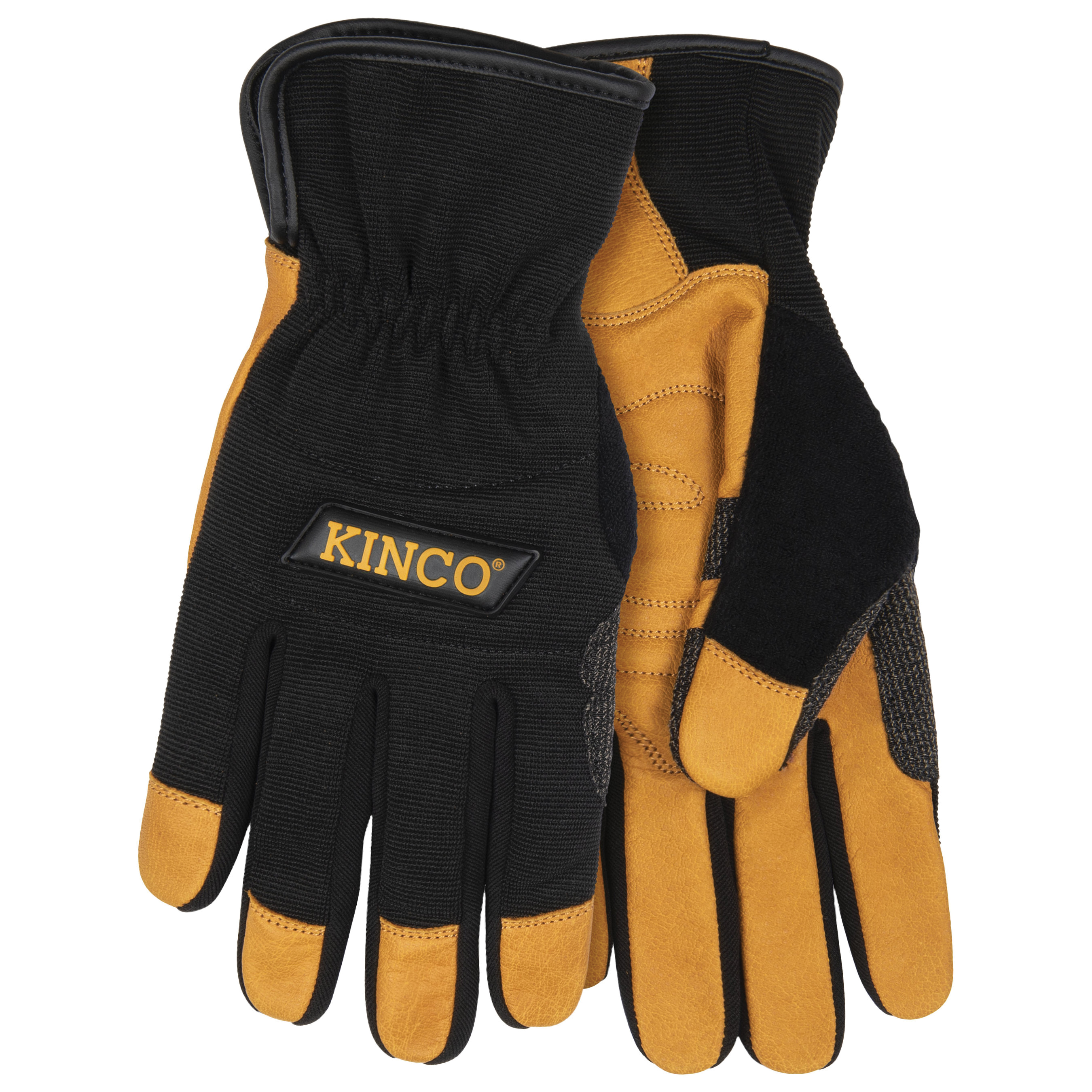 2122-L Work Gloves, Men's, L, Angled Wing Thumb, Easy-On, Shirred Elastic, Polyester/Spandex, Black