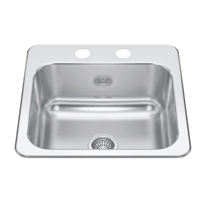 CSLA1515-6-2CBN Bar Sink Bowl, Rectangle Bowl, 15 in L x 15 in W Dimensions, Stainless Steel, Satin, 1-Bowl