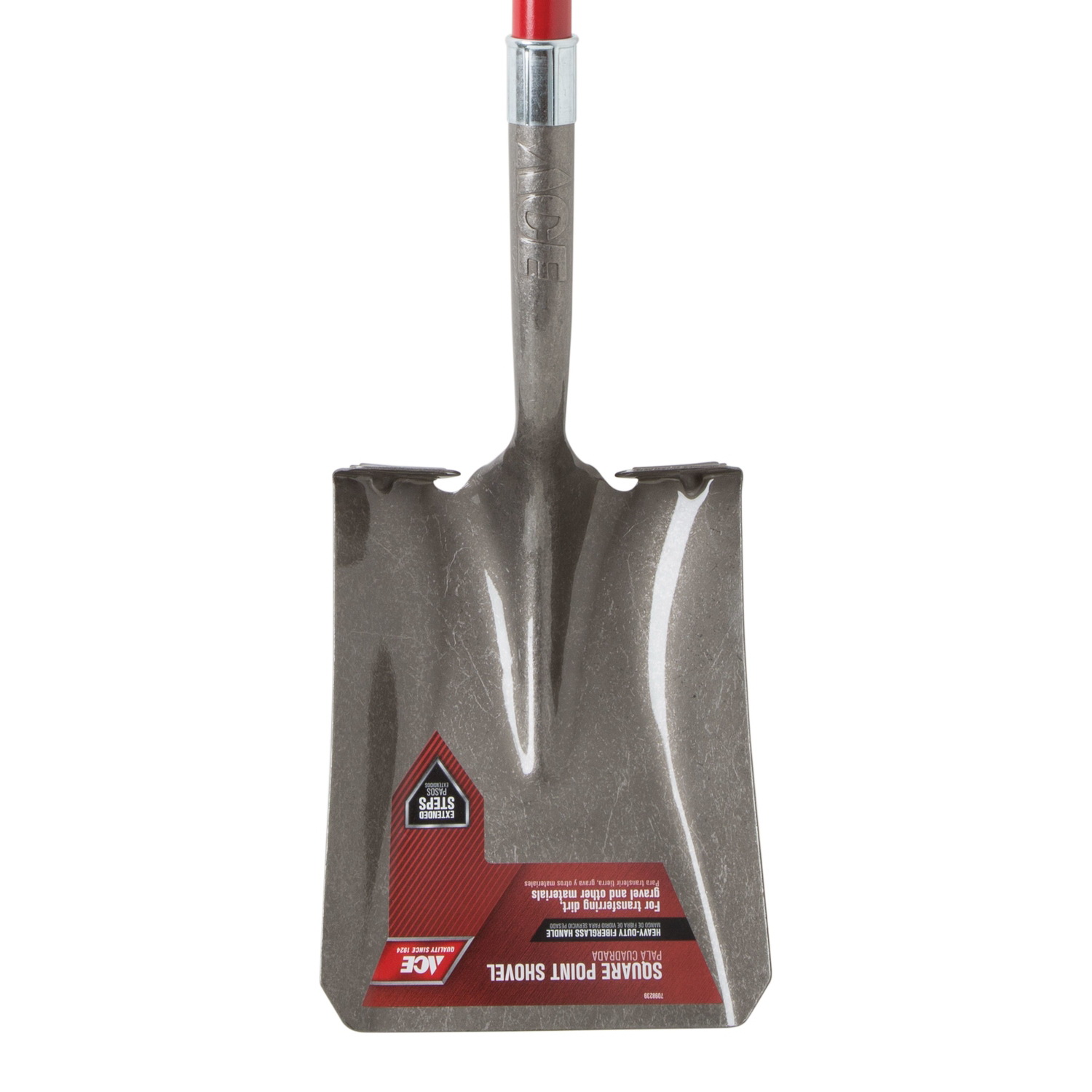 Square Point Transfer Shovel, Ace, 9 in W Steel Blade, 29 in L Fiberglass D-Handle - 2