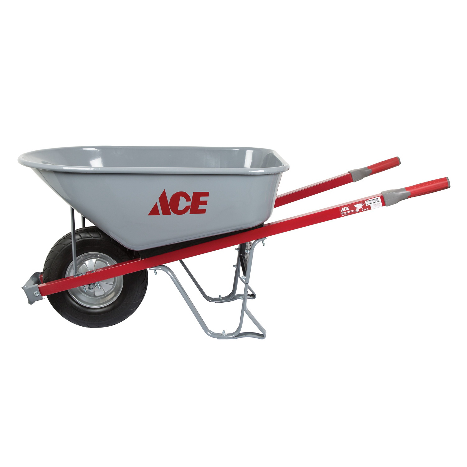 Wheelbarrow, Ace, 6 cu ft Capacity, Steel Tub, 16 in Wheel, Flat-Free Tire - 2