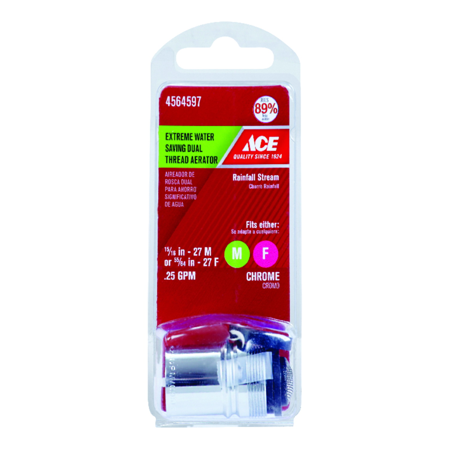 ACE 9DA0010492 Dual Thread Aerator, 15/16, 55/64 in, Chro