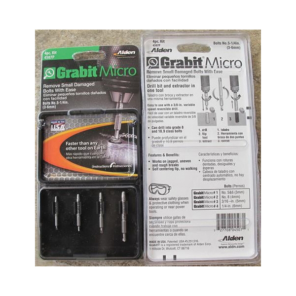 Grabit Pro Micro Series 4507P Broken Bolt Extractor Kit, 4-Piece, High-Strength Steel - 5