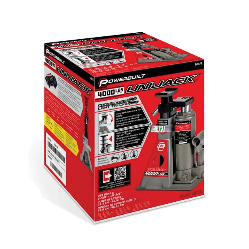 Powerbuilt Unijack 620470 Bottle Jack and Jack Stand, 4000 lb, 8-5/8 to 18-5/8 in Lift, Steel, Gray