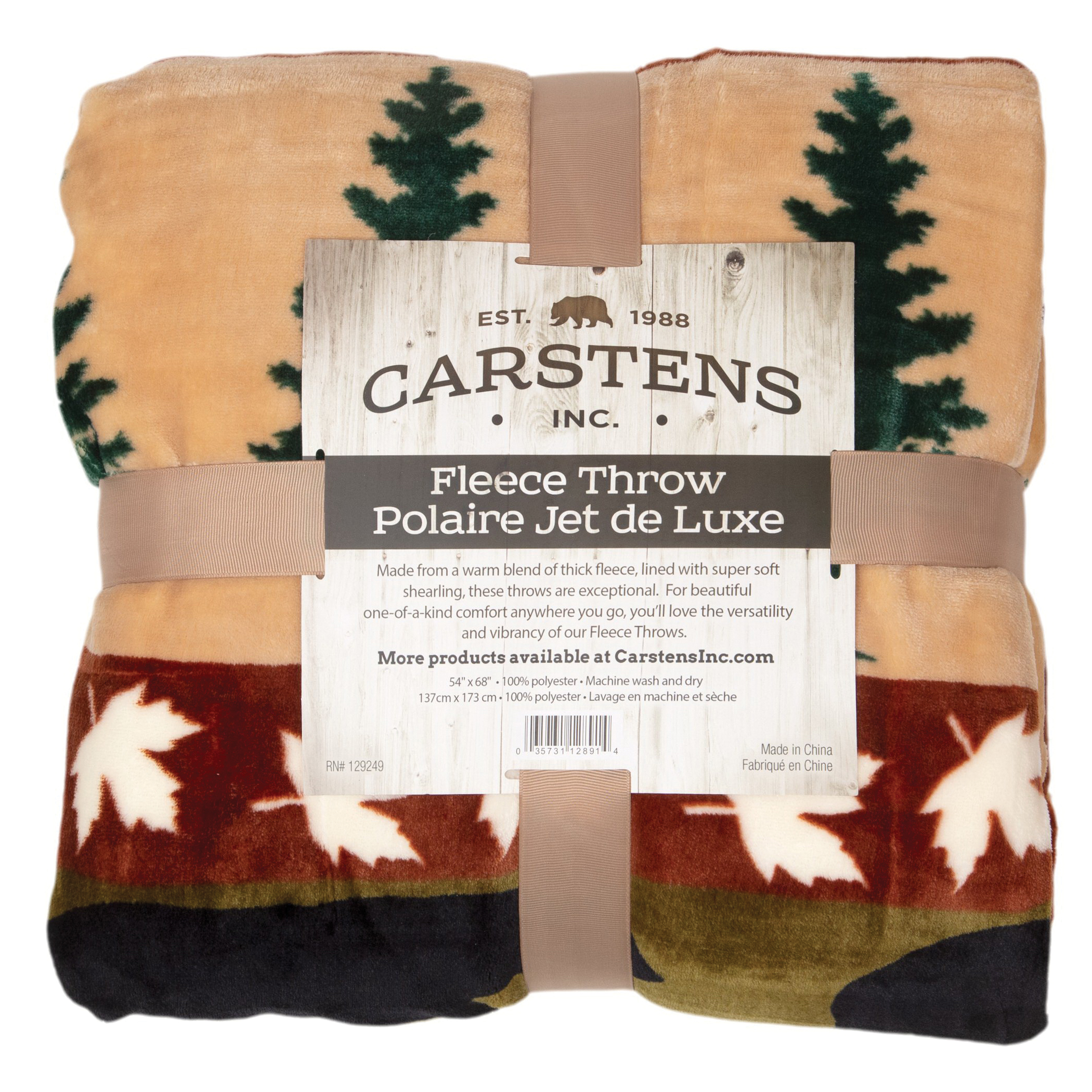 Carstens JP605 Blanket Throw, 68 in L, 54 in W, Cascade Ridge Pattern, Polyester/Sherpa - 5
