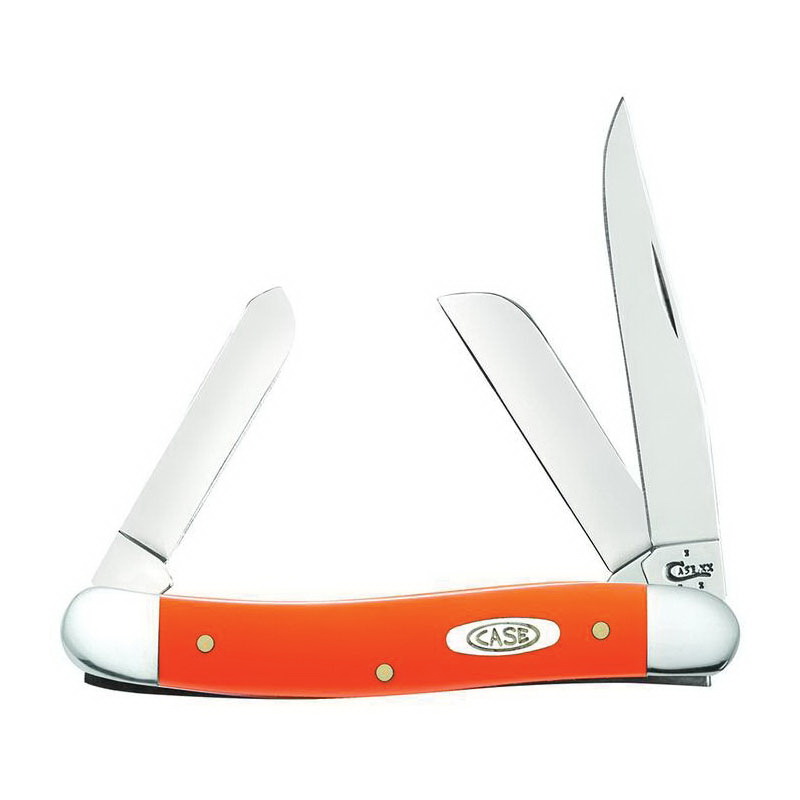 Case XX 80509 Stockman Knife, Orange Handle, 2.57, 1.88, 1.71 in L Blade, Stainless Steel Blade, Synthetic Handle