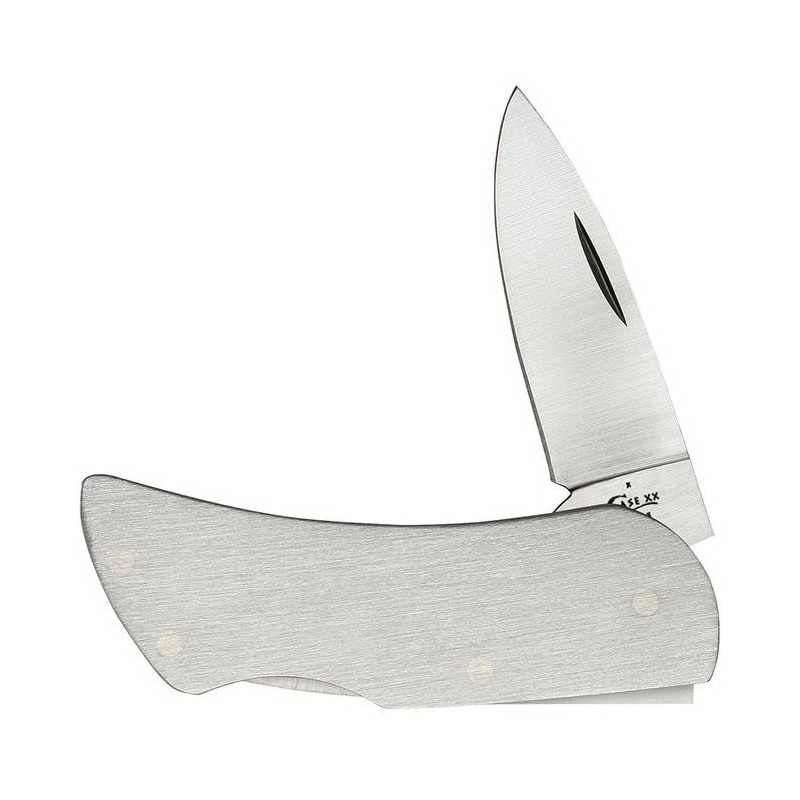 Case XX 07205 Executive Lockback Knife, 1.8 in L Blade, Stainless Steel Blade, Stainless Steel Handle