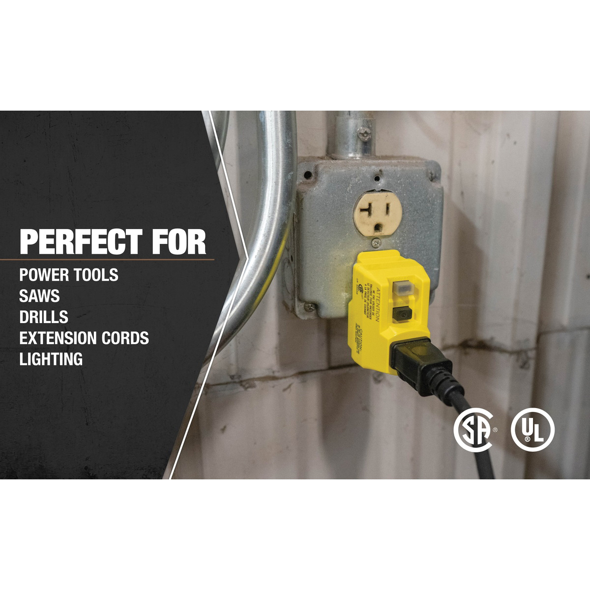 Adapter Plug In, Southwire, 2 -Pole, 15 A, 120 V, NEMA: NEMA 5-15P, 5-15R, Yellow - 4