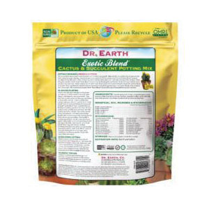 Dr. Earth 844 Cactus and Succulent Potting Mix, Dark Brown, 16 qt Container