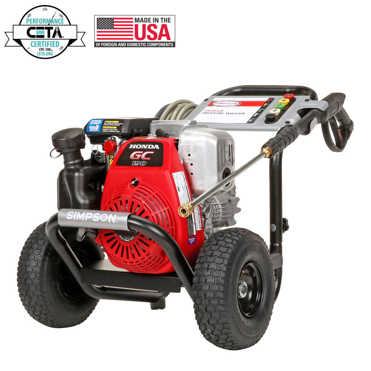 Simpson MegaShot MS31025HT Pressure Washer, Gas, Honda GC190 Engine, 190 cc Engine Displacement, Axial Cam Pump