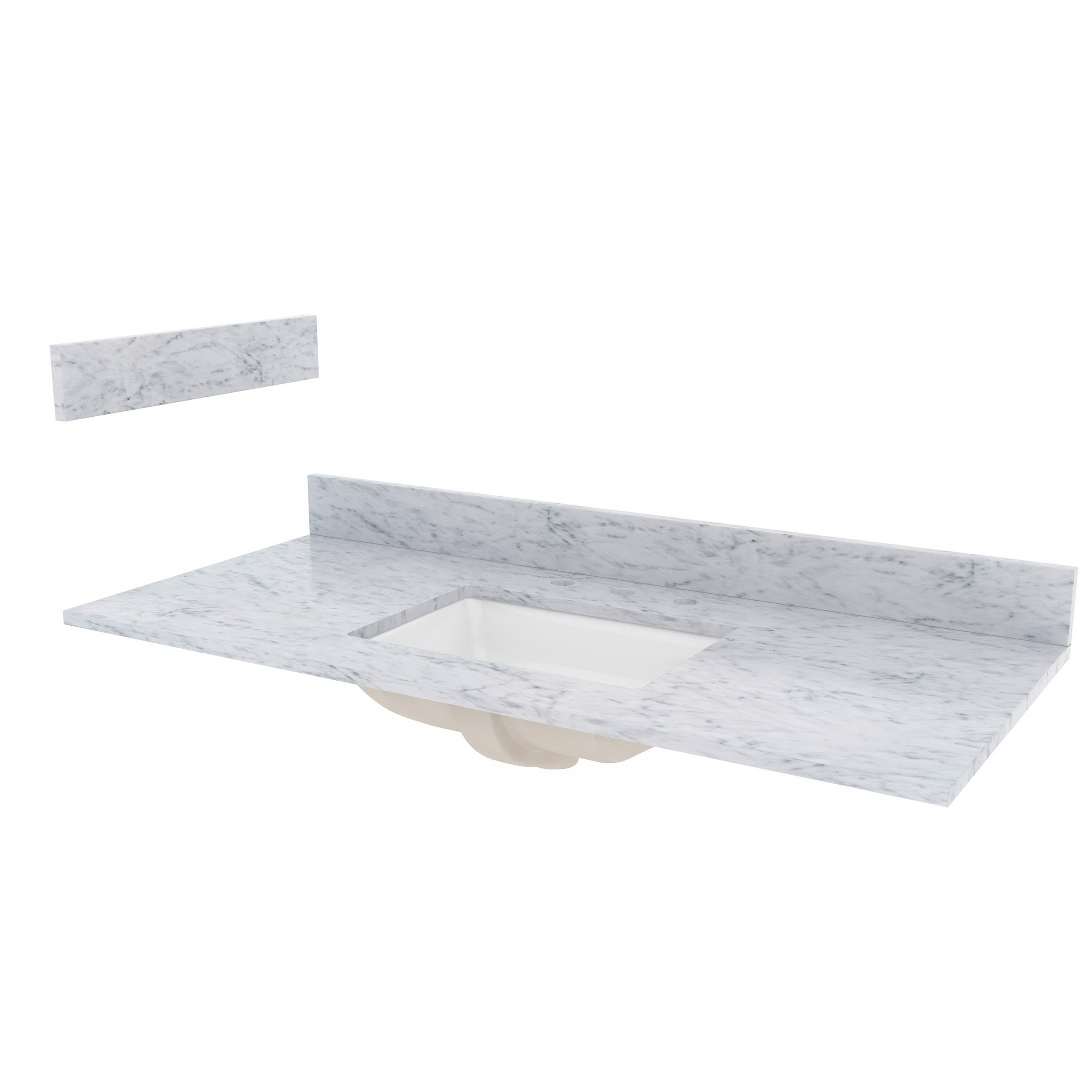 ST37228CWR Vanity Top, 22 in OAL, 37 in OAW, Marble, Carrara White, Undermount Sink, 1-Bowl, Rectangular Bowl