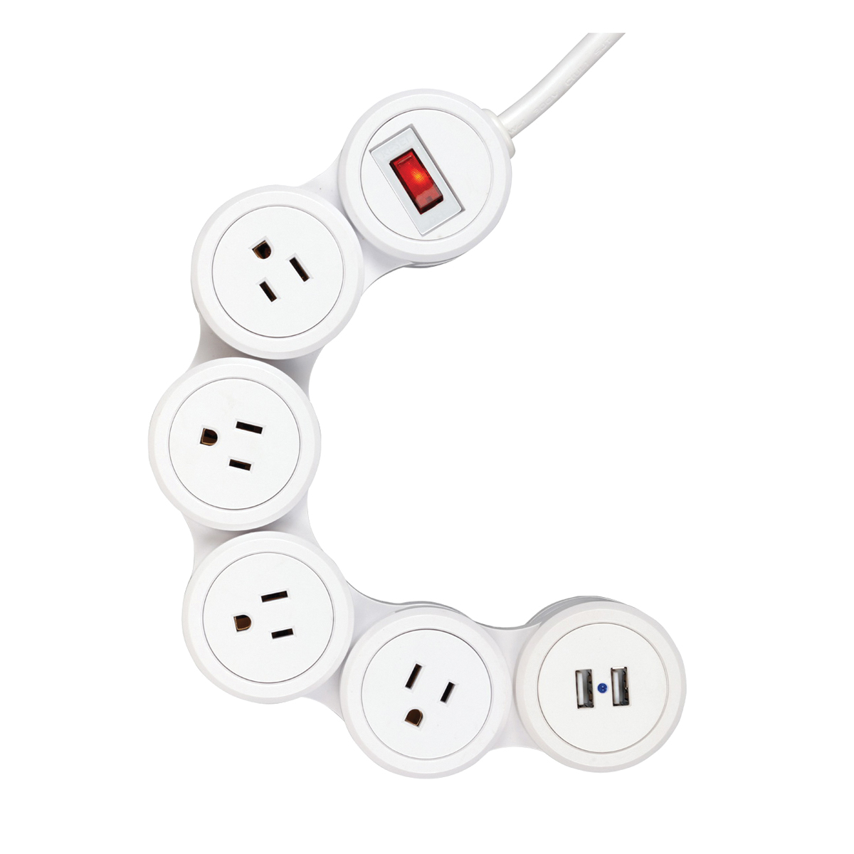 globe Flexigon 7817501 Surge Protector Strip, 6 ft L Cable, 4 -Socket, 3.1 A, White