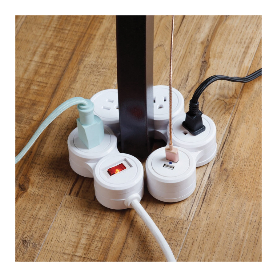 globe Flexigon 7817501 Surge Protector Strip, 6 ft L Cable, 4 -Socket, 3.1 A, White