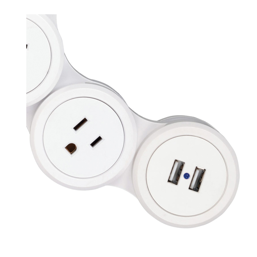 globe Flexigon 7817501 Surge Protector Strip, 6 ft L Cable, 4 -Socket, 3.1 A, White