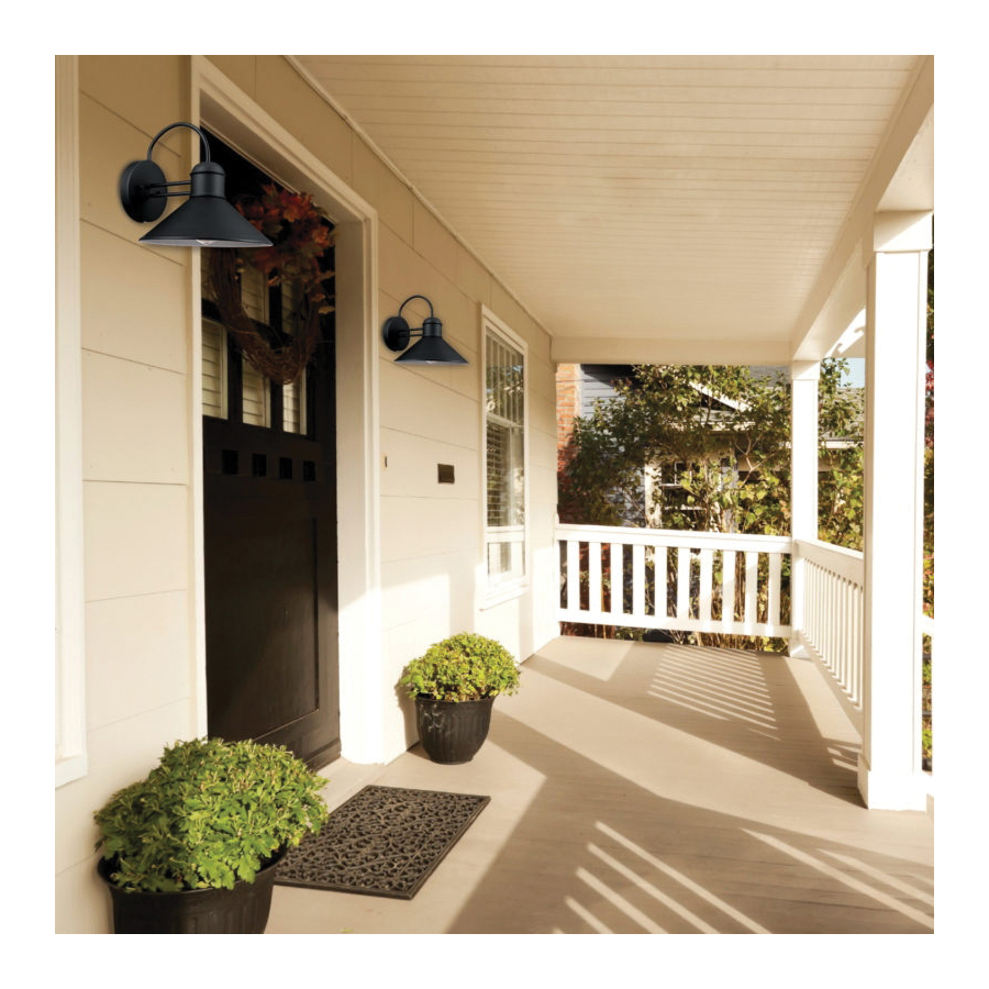 globe Sebastien Series 44165 Outdoor Wall Sconce, 120 V, 60 W, LED Lamp, Metal Fixture, Black Fixture - 2