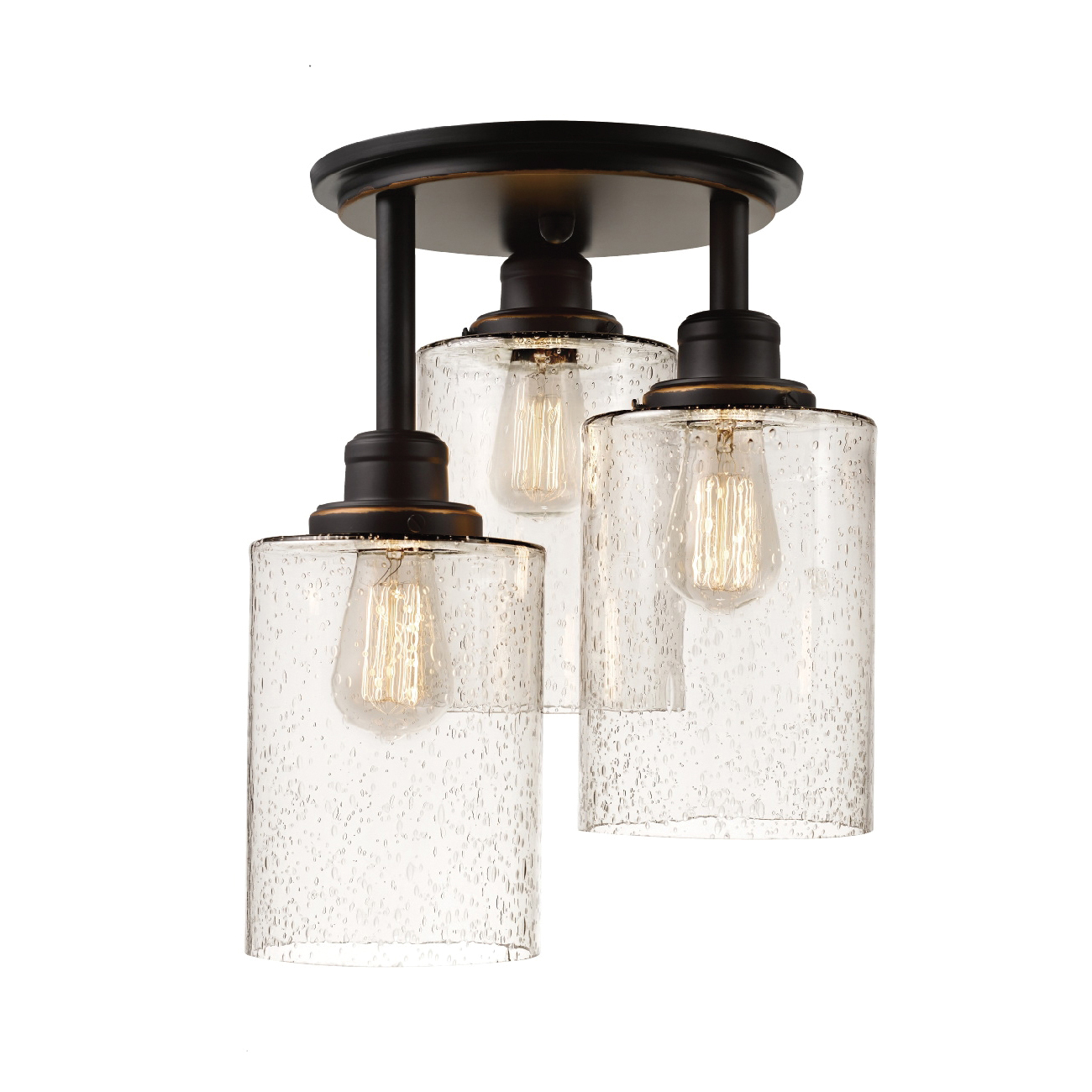 Annecy Semi-Flush Ceiling Light, Globe, 3-Light, Bronze, 13 in W - 4