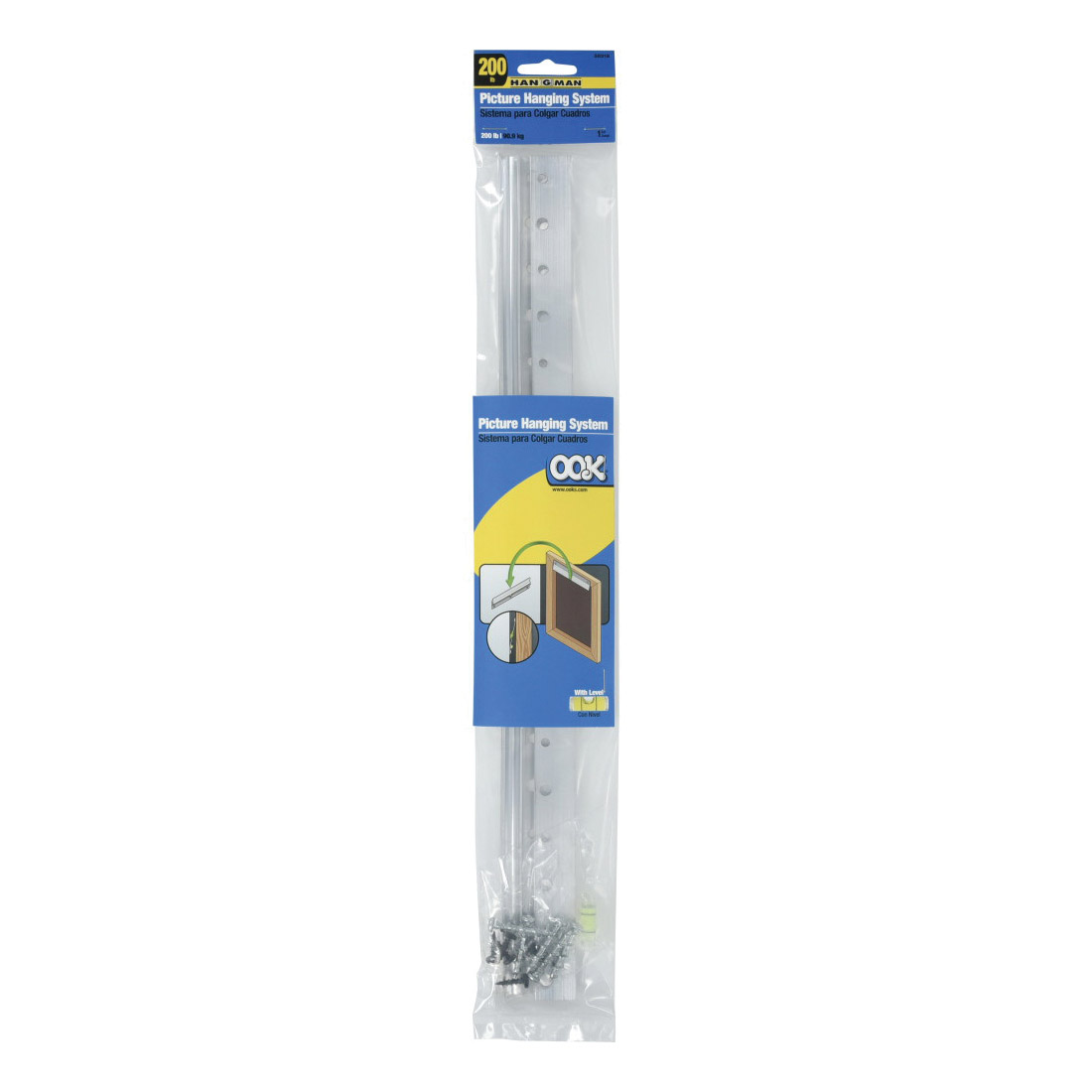 French Cleat w/Level Aluminum, Ook, 200 lb 18 in, 1PK - 2