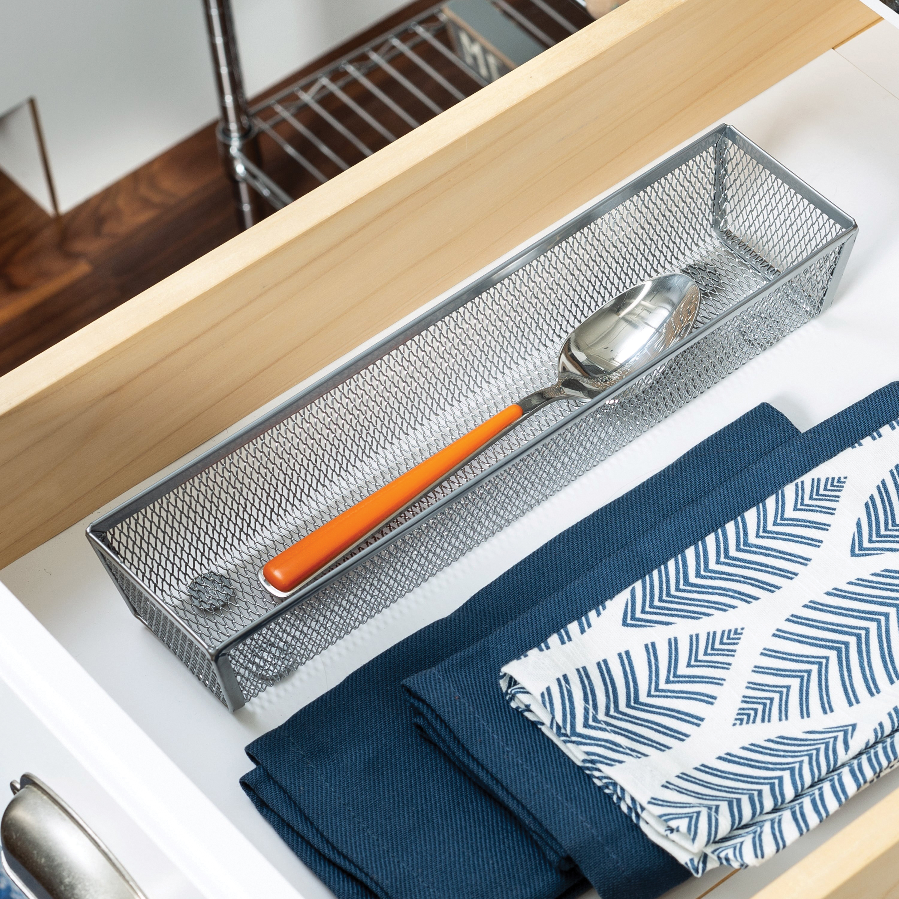 Honey-Can-Do KCH-02160 Drawer Organizer, 3 in W, 12 in D, Steel, Silver