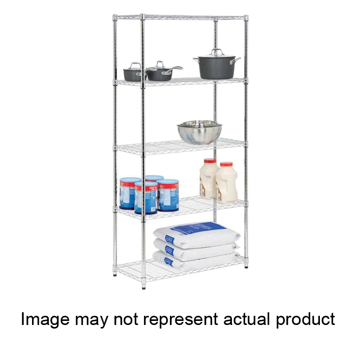Honey-Can-Do SHF-06832 Series Shelving Unit, 1250 lb, 5-Shelf, Metal/Steel, 18 in W, 36 in D, 72 in H