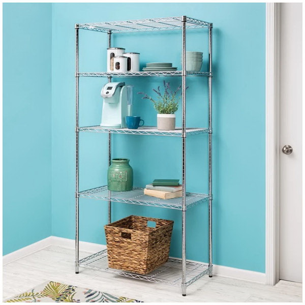 Honey-Can-Do SHF-06832 Series Shelving Unit, 1250 lb, 5-Shelf, Metal/Steel, 18 in W, 36 in D, 72 in H