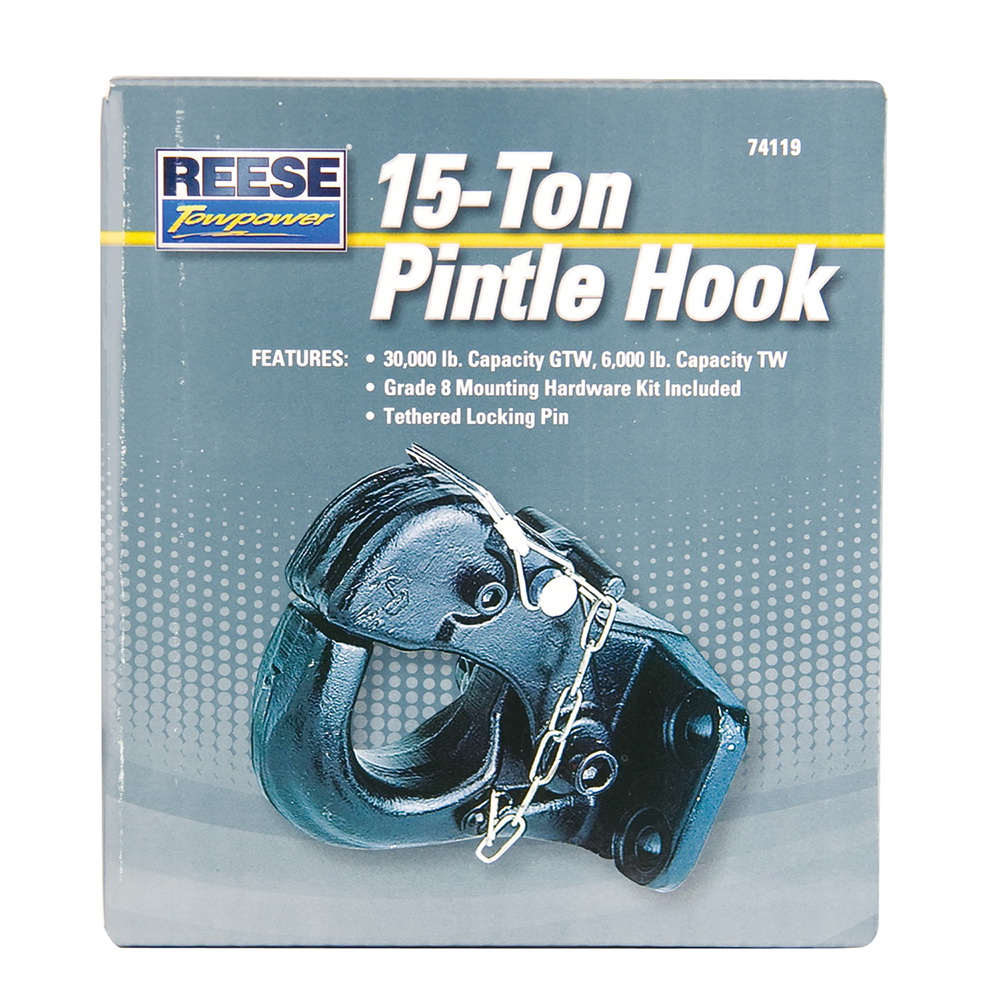 Reese Towpower 74119 Pintle Hook, 2-1/2 in Dia Eye, 30,000 lb Working Load, Steel, Powder-Coated