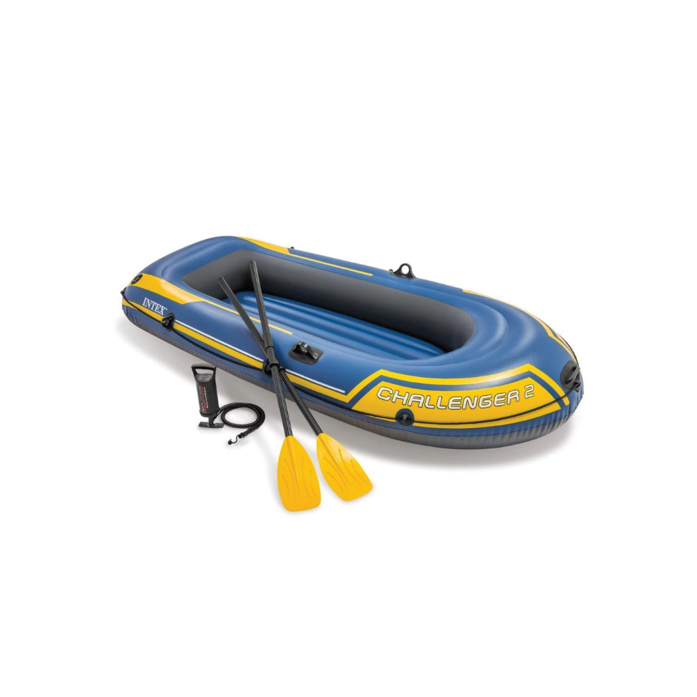 Intex Challenger Series 68367EP Inflatable Boat Set, 93 in L, 45 in W, 2 Seating, PVC, Yellow - 2