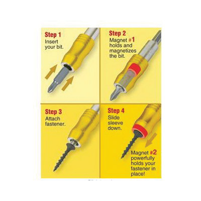 IVY Classic Mega-Magnetic Impact Plus 44768 Flexible Bit Holder, 1/4 in Shank, Hex Shank, Stainless Steel