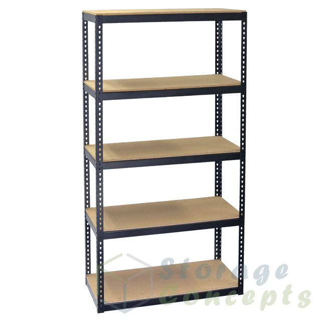 Storage Concepts SCB0650D Shelving Unit, 5-Shelf, Steel, Gray, 30 in W, 12 in D, 60 in H