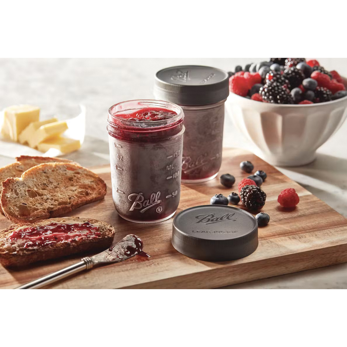 Ball 1440010812 Jar Lid, Plastic, Black Cap/Lid
