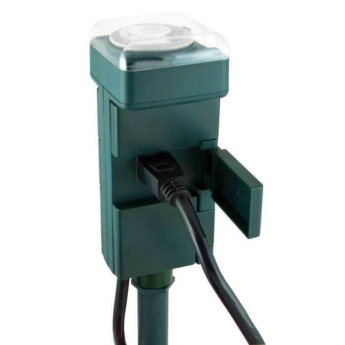 GE 29972 Mechanical Stake Timer, 15 A, 125 VAC, 1875 W, 6 -Outlet, Green