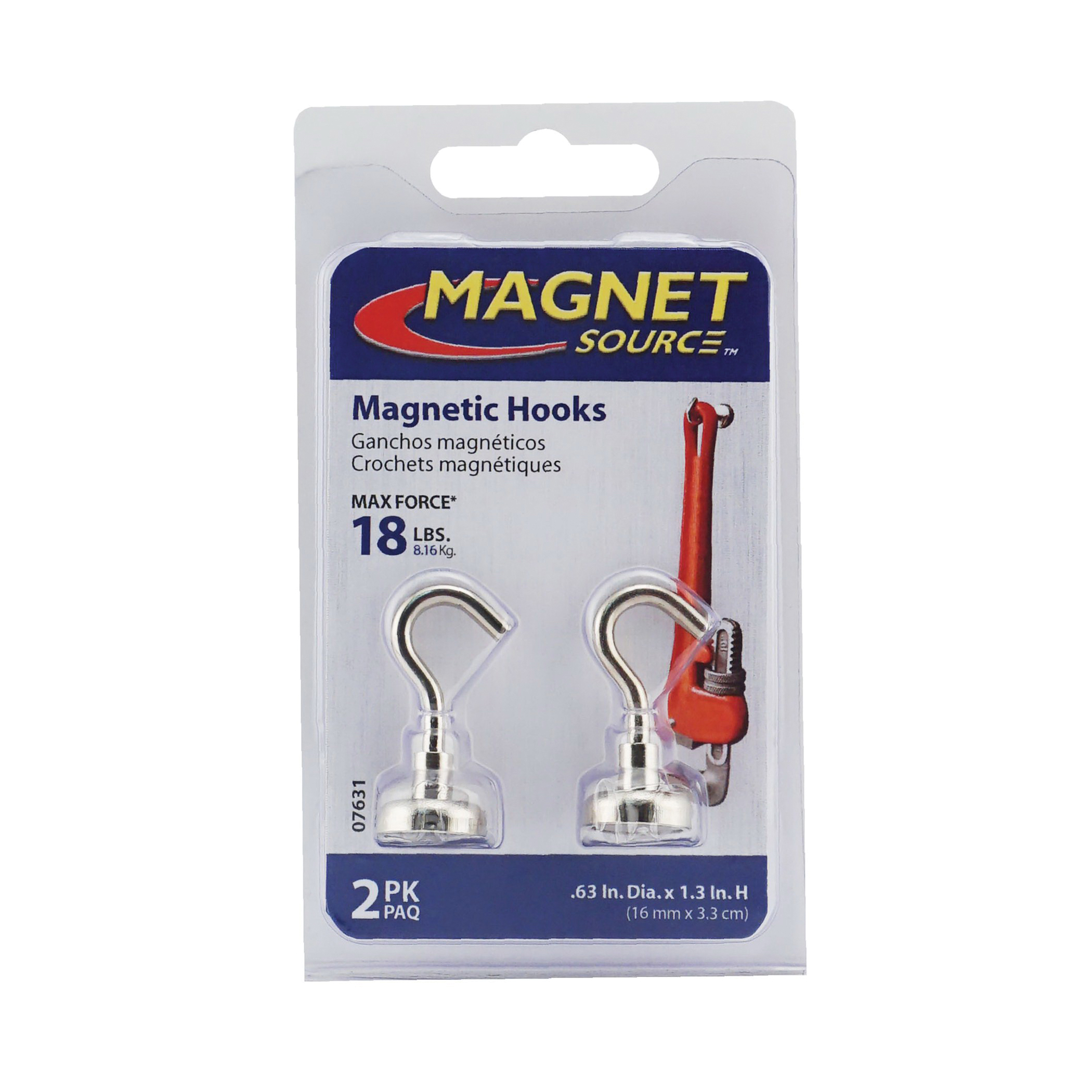 Magnetic Hooks, Magnet Source, 18 lb, 2 pk - 5