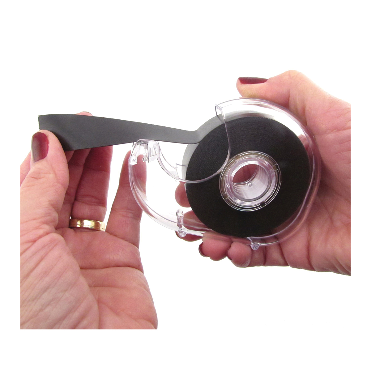 Magnet Source 07076 Magnetic Tape Dispenser, 3/4 in Max Tape W, Black/Clear
