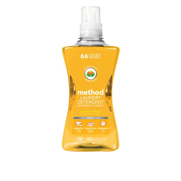 1490 Laundry Detergent, 53.5 oz Bottle, Liquid, Ginger Mango