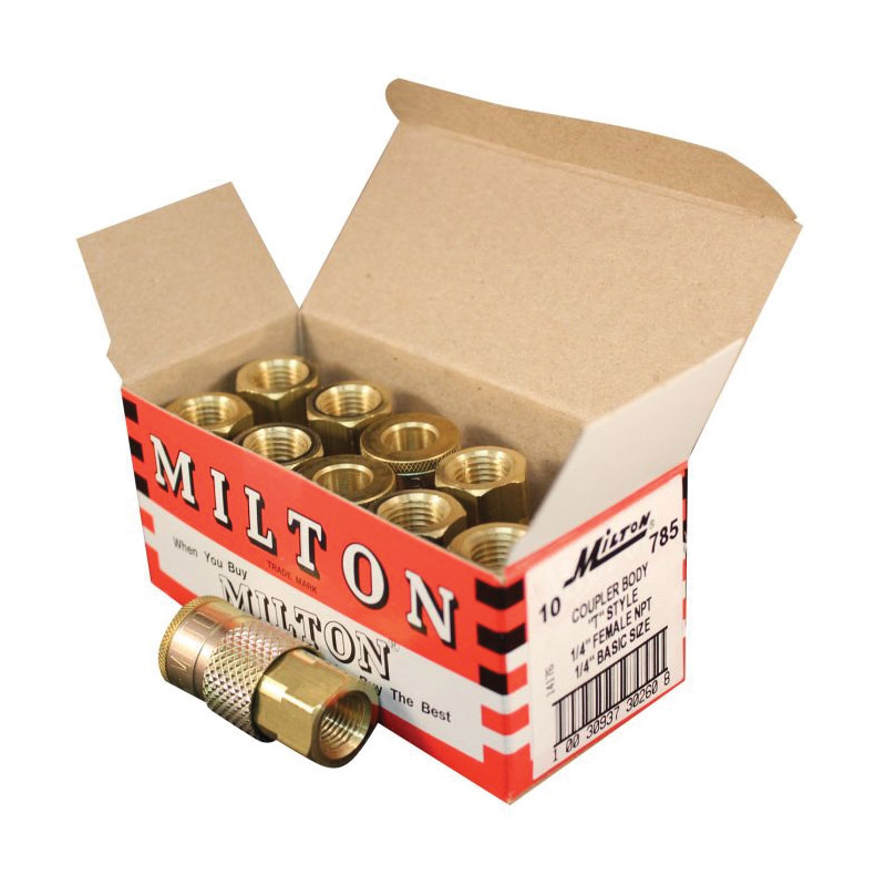 Milton KWIK-CHANGE 785 Air Coupler, T-Style, 1/4 in, FNPT, Brass - 3