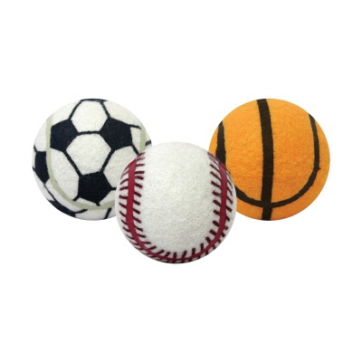 multipet 29163 Dog Toy, 2/2-1 in, Fetch Toy, Baseball, Basketball, Soccer Ball