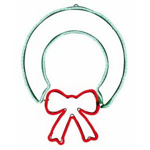 Holiday Wonderland DSN-XM-MK0230 Neon Flex Wreath, Metal/Plastic, Plug-In, LED, Green/Red Bulb, Wall