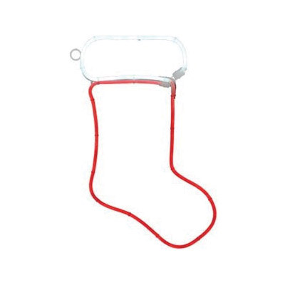 Holiday Wonderland DSNXMDG0237 Christmas Specialty Decoration, Stocking, Neon Flex, Red/White