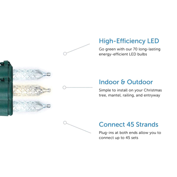Noma 40834-88A String Light Set, Holiday Wonderland, 50-Lamp, LED Lamp, Blue Lamp, 13.6 ft L