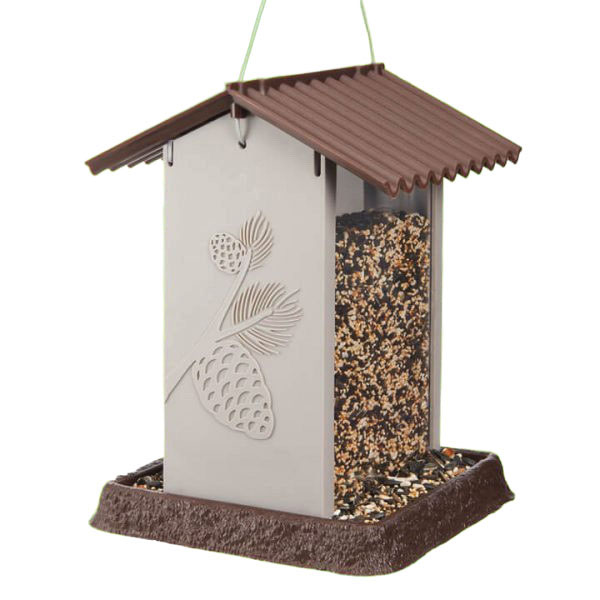 Village Series 9211M Large Hopper Bird Feeder, Pinecone, 4.25 lb, Safflower, Wild Bird, 1-Port/Perch