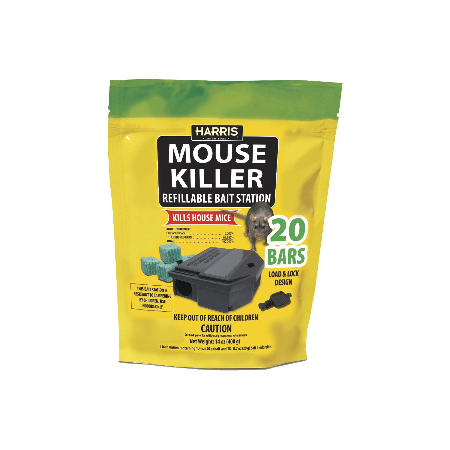 Harris Mouse Killer Bars and Locking Rat and Mouse Refillable Bait Station Value Pack