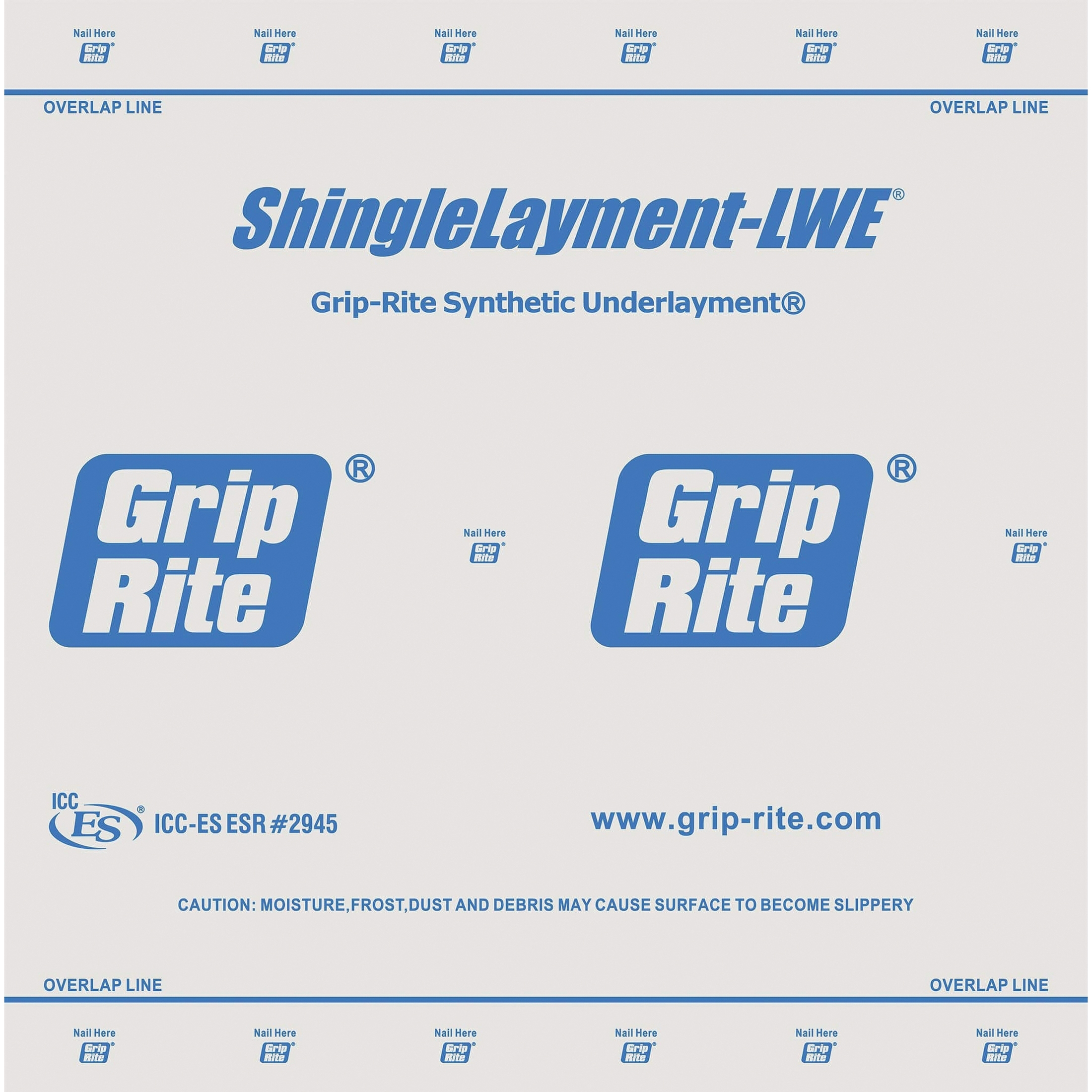 Grip-Rite SL154250LWE Roofing Underlayment, 250 ft L, 48 in W, Synthetic, Gray