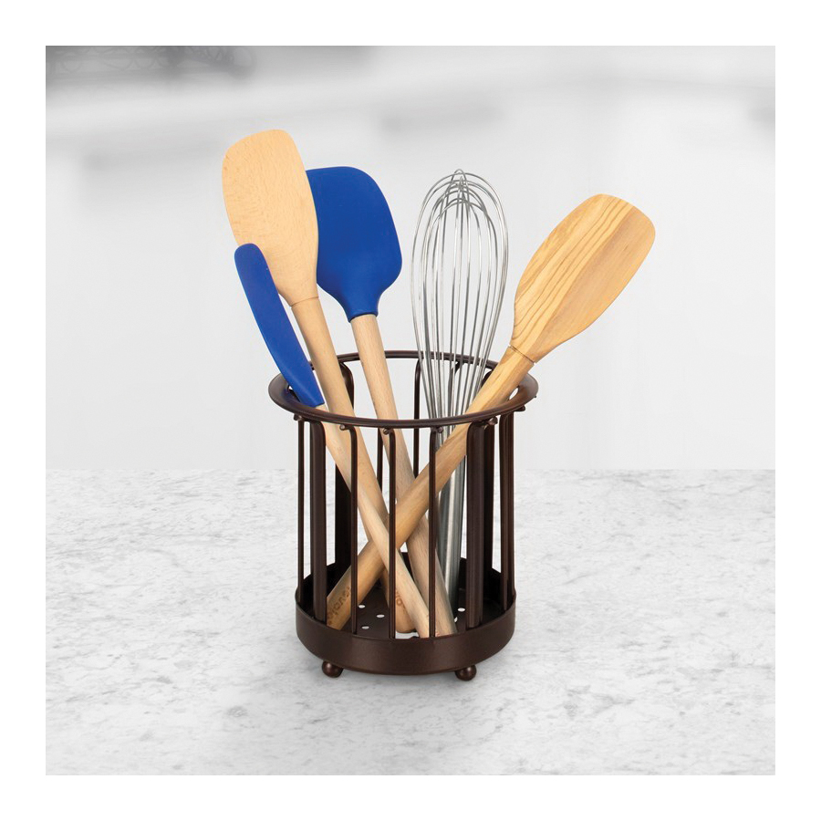 Ashley 62624 Utensil Holder, Steel, Bronze, 6-3/4 in H x 6-1/4 in W x 6-1/4 in D Dimensions