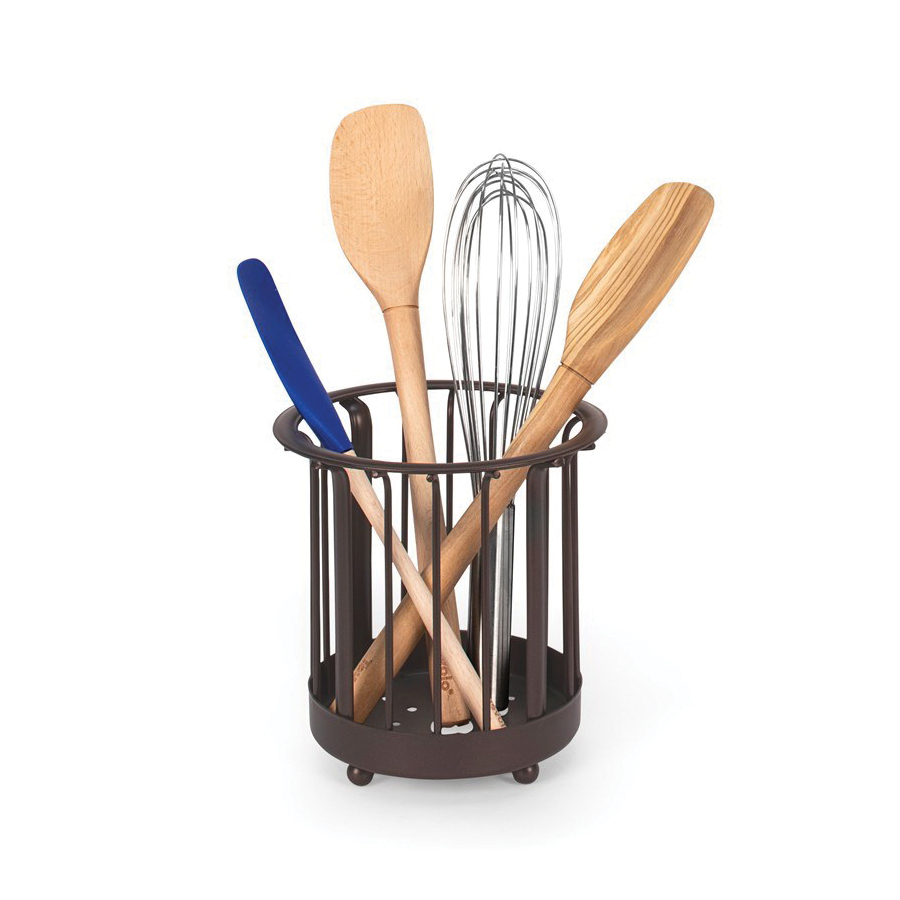 Ashley 62624 Utensil Holder, Steel, Bronze, 6-3/4 in H x 6-1/4 in W x 6-1/4 in D Dimensions
