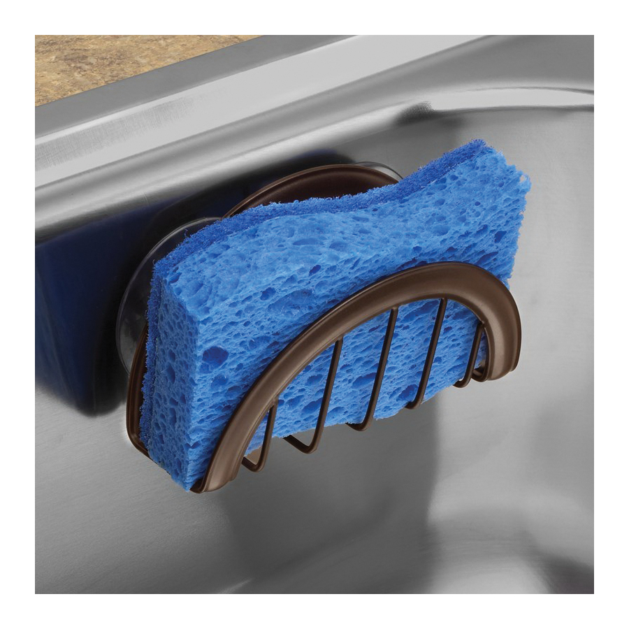Ashley 67524 Suction Sink Sponge Holder, 3 in L, 4-3/4 in W, 2-1/2 in H, Steel, Bronze
