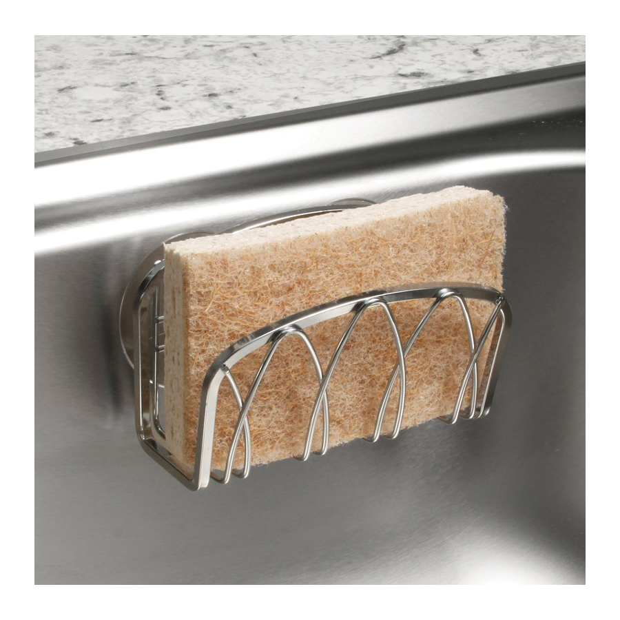 Spectrum 90370 Twist Suction Sink Sponge Holder, 2-3/4 in L, 4-1/2 in W, 2-1/2 in H, Steel, Chrome