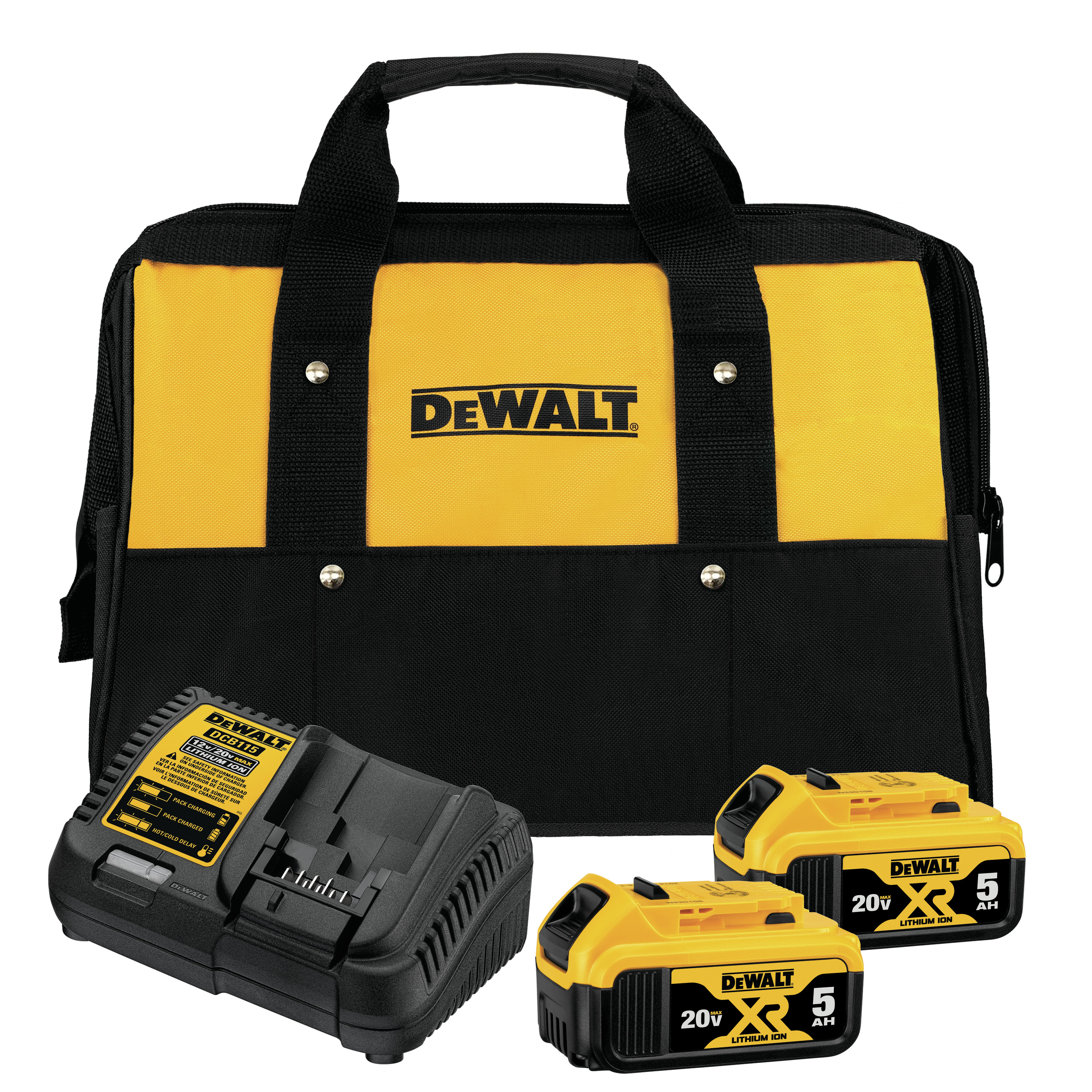 DeWALT DCB205-2CK Starter Kit, 20 V Input, 5 Ah, 1 hr Charge, 2-Battery, Battery Included: Yes - 1